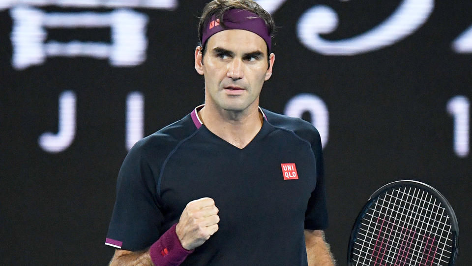 Roger Federer, pictured here celebrating his win at the Australian Open.