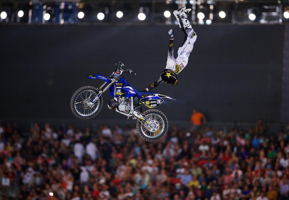 Action from the Red Bull X-Fighters International Freestyle Motocross 2013 at Downtown Dubai. Photo: Karl Jeffs/Yahoo! Maktoob