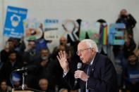 U.S. Democratic presidential candidate Bernie Sanders speaks during a rally in Dearborn, Michigan