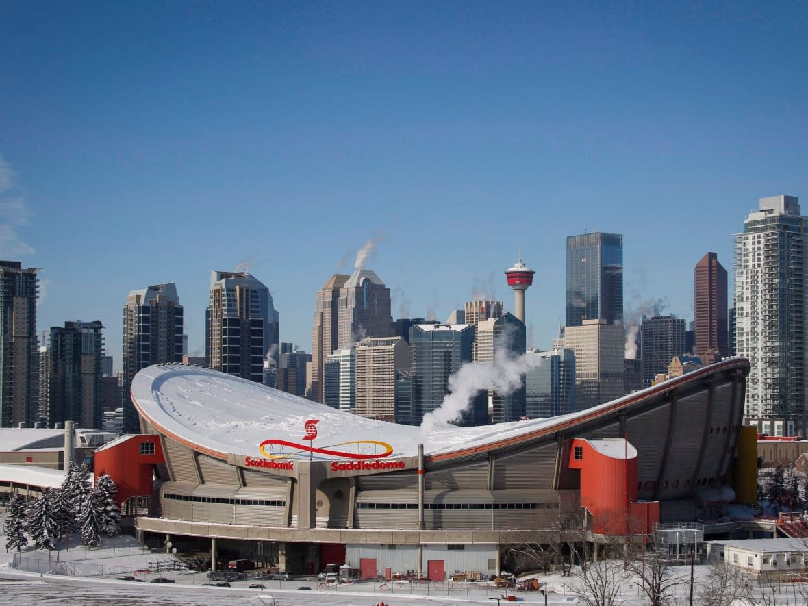 A new event centre would replace the 40-year-old Saddledome, seen in this file photo. (Jeff McIntosh/The Canadian Press - image credit)