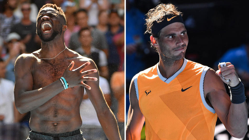 Frances Tiafoe couldn’t resist calling out Rafael Nadal ahead of their quarter-final showdown. Pic: Getty