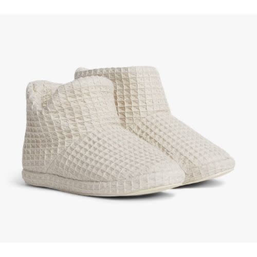 white waffle bootie slippers