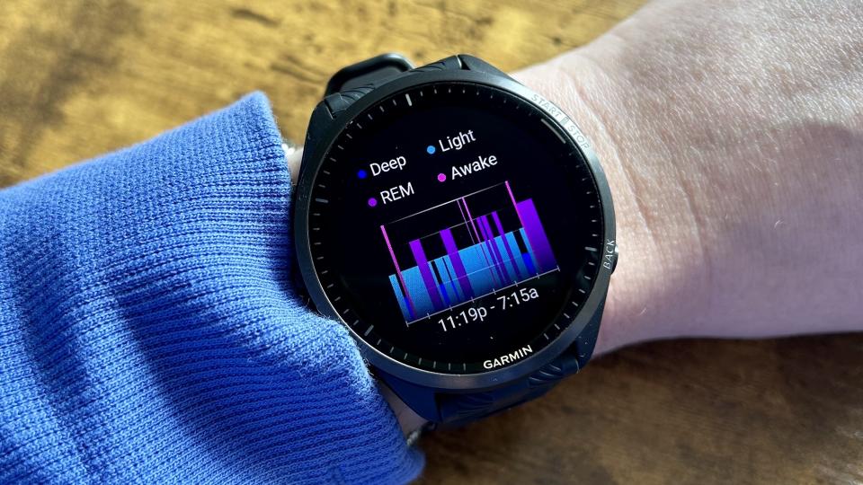 a photo of a sleep graph on the  Garmin Forerunner 965