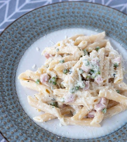 Pennette with Peas & Bistro Ham can be made with any dry pasta.