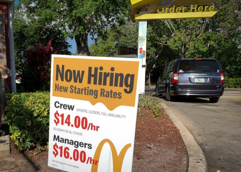 This McDonald's restaurant off Wickham Road in Viera is advertising $14-an-hour starting pay for its crew and $16-an-hour pay for managers.