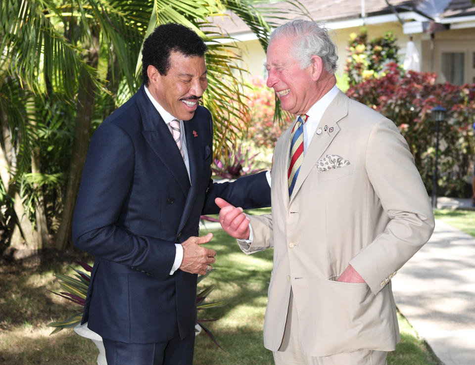 Lionel Richie and Prince Charles share a laugh in Barbados [Photo:PA]