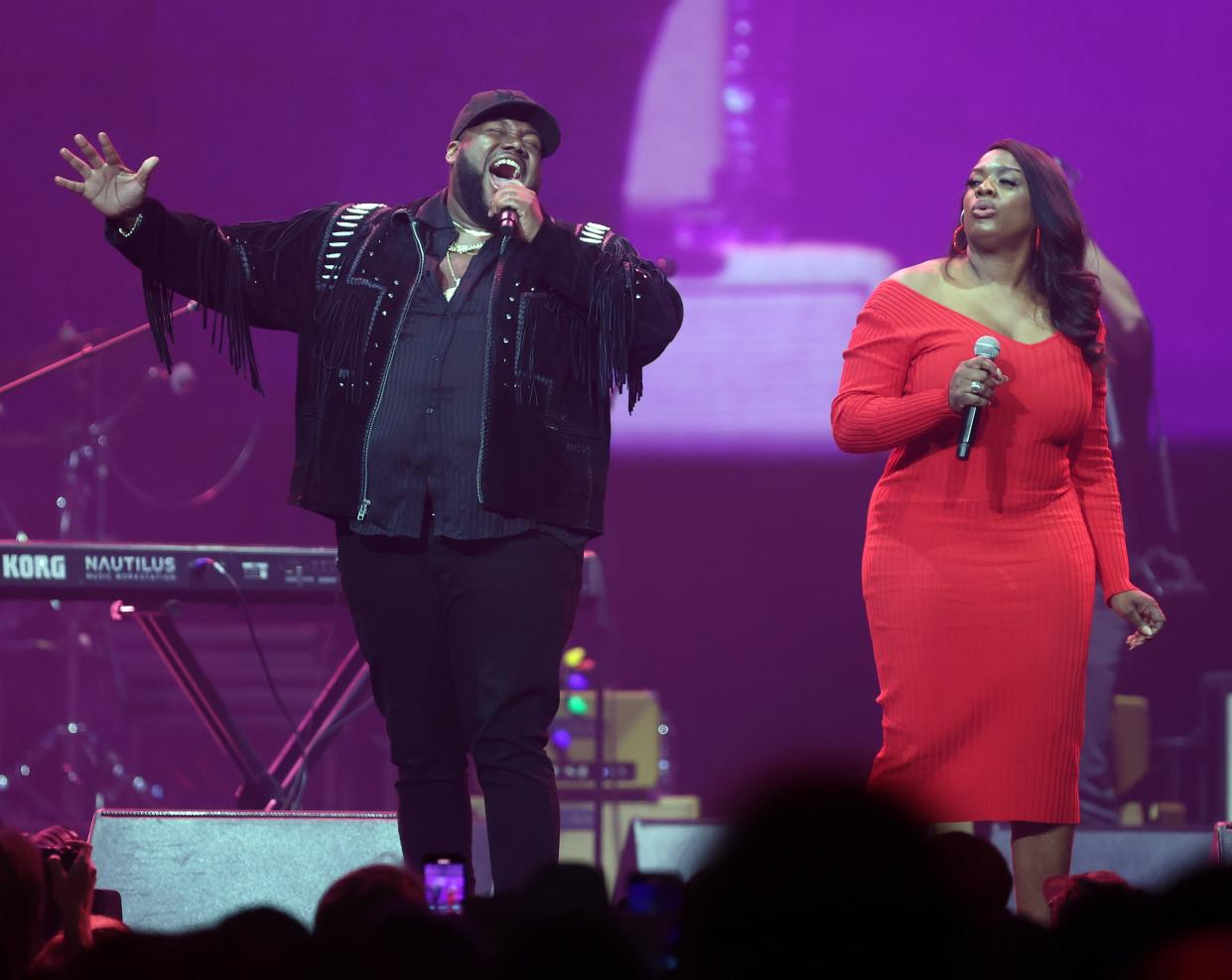 The War and Treaty performs during the All for the Hall concert benefitting the Country Music Hall of Fame held at Bridgestone Arena Tuesday, Dec. 5, 2023.