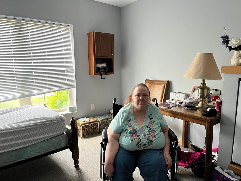 Shelley Peel has been living at Apple Creek in Appleton since September. She has struggled to get help showering and other everyday tasks since she moved in.