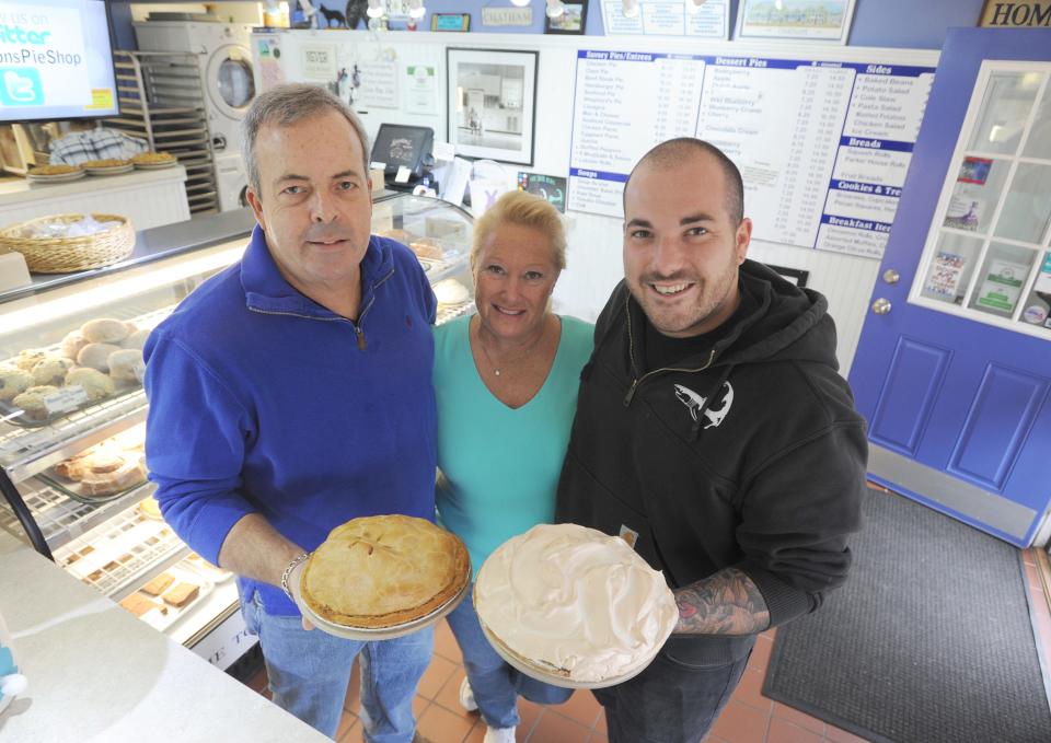 CHATHAM -- 040617 -- Blake and Cindy Stearns with their son, Brendan Stearns, own Marion's Pie Shop. Merrily Cassidy/Cape Cod Times