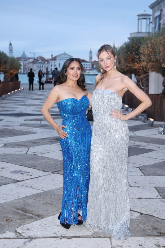 VENICE, ITALY - APRIL 17: Salma Hayek and Mathilde Pinault attend the "Fondazione Cini, Isola Di San Giorgio" Photocall during the 60th Biennale Art 2024 at Fondazione Cini on April 17, 2024 in Venice, Italy. (Photo by Daniele Venturelli/Getty Images)<p>Daniele Venturelli/Getty Images</p>