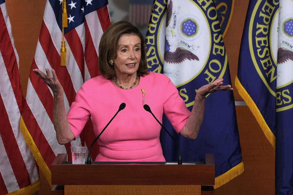 Speaker of the House Nancy Pelosi, D-Calif., holds a news conference at the U.S. Capitol on Thursday.