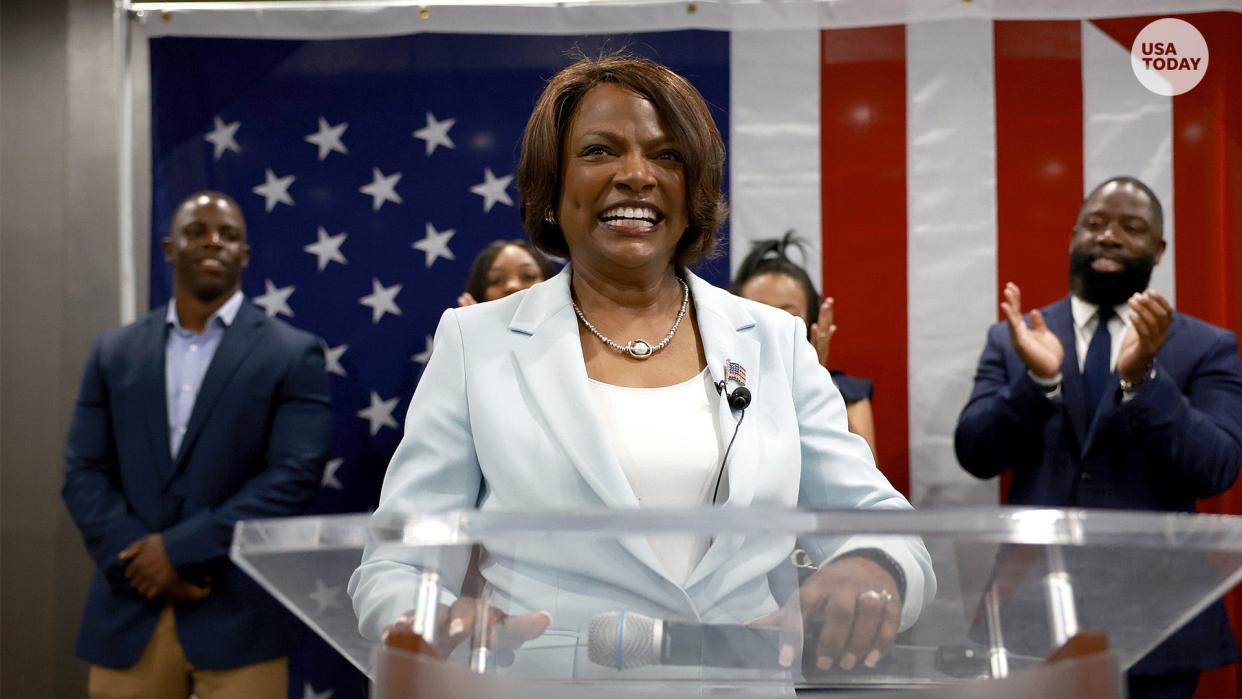 U.S. Rep. Val Demings (D-FL) speaks at an election-night event at the Varsity Club at Camping World Stadium on August 23, 2022 in downtown Orlando, Florida. The former Orlando police chief won today's Democratic primary for U.S. Senate. She faces Sen. Marco Rubio (R-FL) in the November general election.