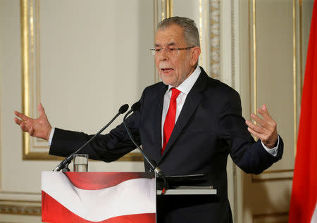 Austrian President-elect Alexander Van der Bellen addresses a news conference in Vienna, Austria, December 6, 2016. REUTERS/Heinz-Peter Bader