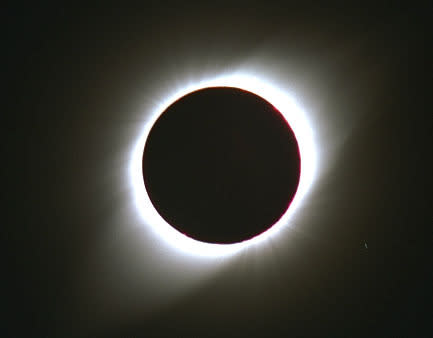 This photograph shows the total solar eclipse of Oct. 24, 1995, as seen from Dundlod, India.