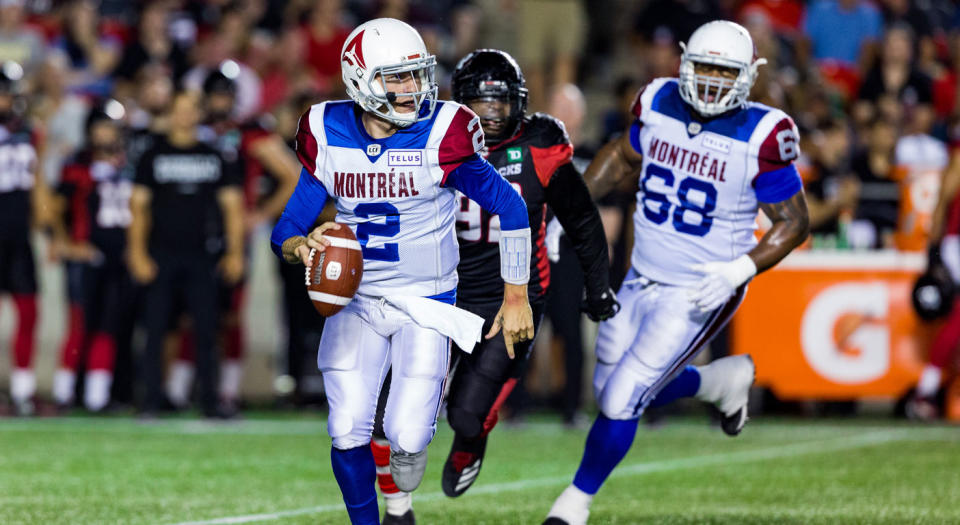 Johnny Manziel was placed under concussion protocol by the Montreal Alouettes. (Getty)