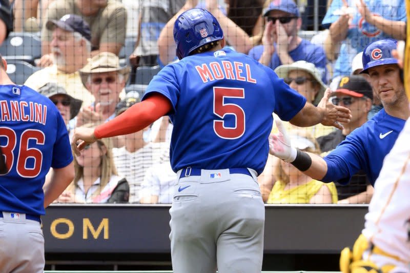 Chicago Cubs designated hitter Christopher Morel is hitting .260 this season. File Photo by Archie Carpenter/UPI