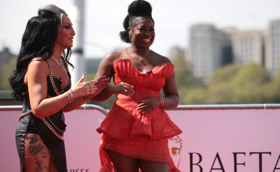 Michelle Visage and Clara Amfo attend the 2023 BAFTA Television Awards with P&amp;O Cruises at The Royal Festival Hall on May 14, 2023 in London, England