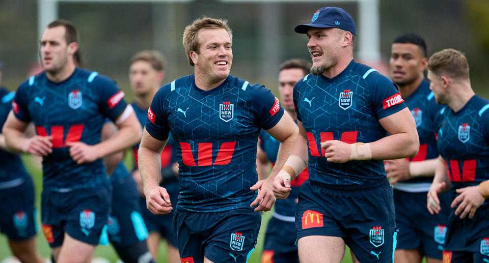 Seen here, NSW captain Jake Trbojevic with Blues Origin teammates.