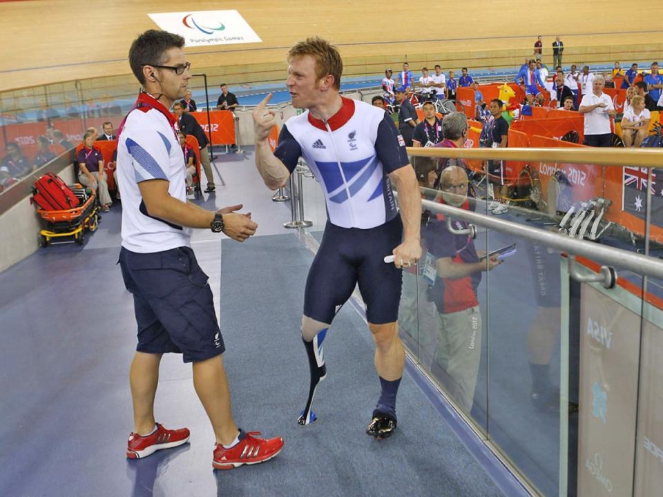 Jody Cundy after being disqualified in the Individual C4-5 1km time trial final (Reuters)