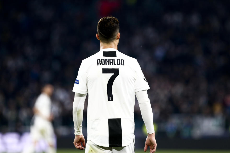 ALLIANZ STADIUM, TORINO, ITALY - 2019/04/16: Cristiano Ronaldo of Juventus FC  during the UEFA Champions League quarter final second leg football match between Juventus Fc and Afc Ajax .    Afc Ajax wins 2-1 over Juventus Fc. (Photo by Marco Canoniero/LightRocket via Getty Images)