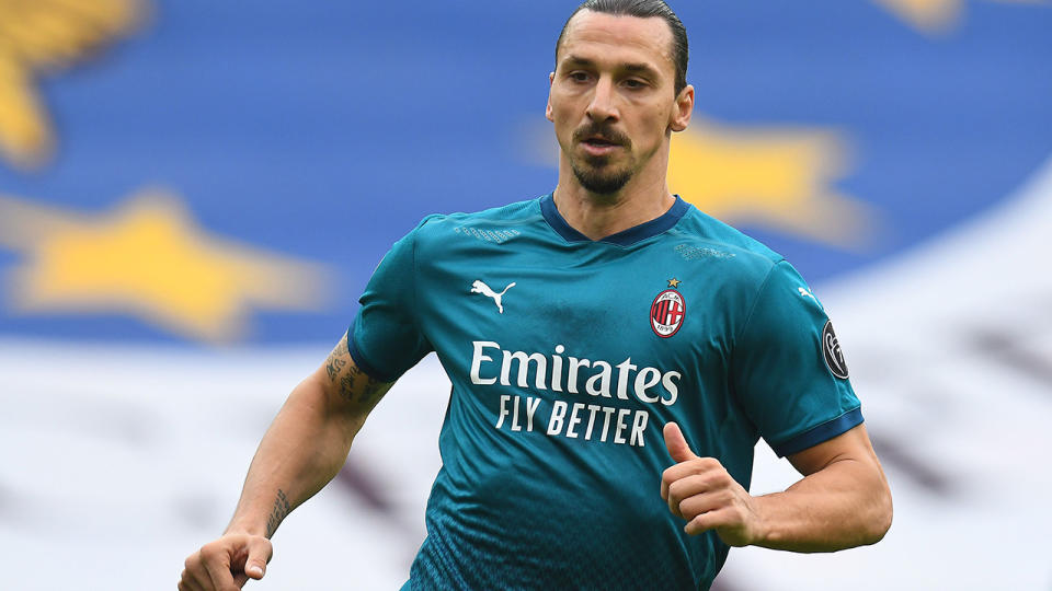 Zlatan Ibrahimovic is pictured playing for AC Milan.