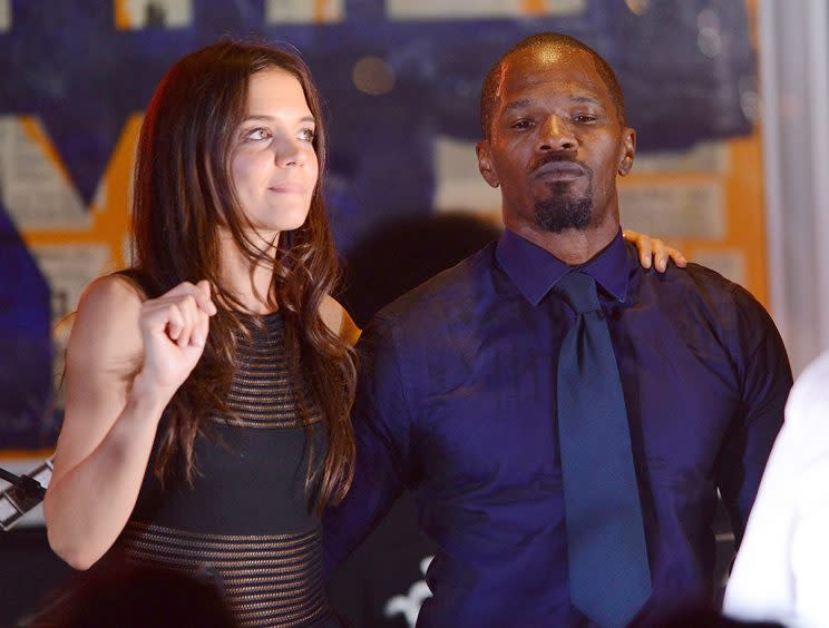 EAST HAMPTON, NY - AUGUST 24: (PREMIUM PRICING APPLIES) katie Holmes and Jamie Foxx perform at the 4th Annual Apollo In The Hamptons Benefit on August 24, 2013 in East Hampton, New York. (Photo by Shahar Azran/WireImage)
