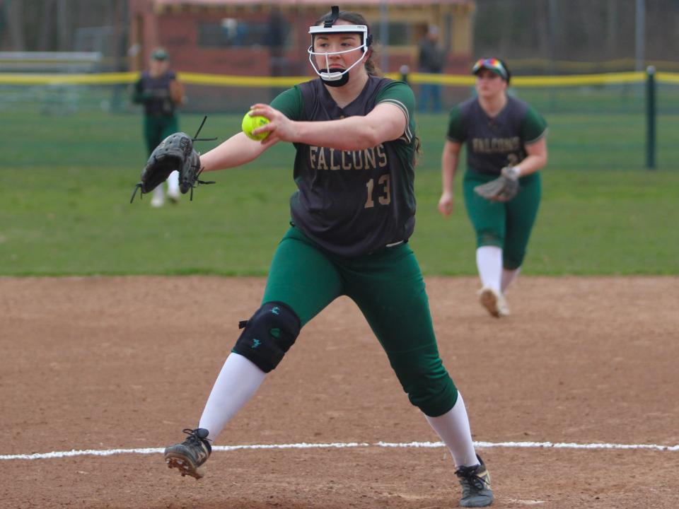 Dighton-Rehoboth's Edy Latour throws a pitch during a non-league game against Silver Lake.