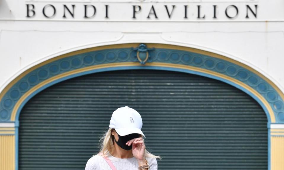 A Bondi resident leaves a Covid-19 testing clinic near Bondi Beach in Sydney, Australia.