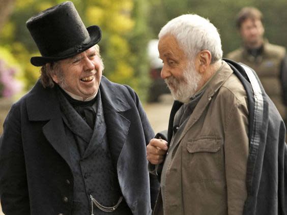 Spall with director Mike Leigh on the set of ‘Mr Turner’