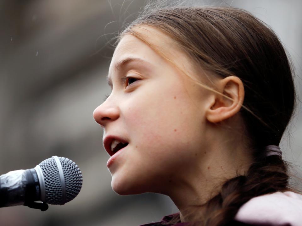 <p>Greta Thunberg blasted US climate policy in a speech to Congress on Thursday</p> (Reuters)