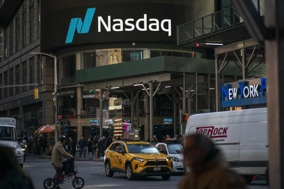 ftse NEW YORK, NEW YORK - JANUARY 24: People walk near the Nasdaq building in Times Square on January 24, 2023. in New York City. Nasdaq (NASDAQ: NDAQ) will report Q4 2022 results on January 25, 2023. expecting to pass the estimates for revenues and earnings, rising more than 10% at the beginning of the year due to interest rates and some significant downturns.  (Photo by Eduardo MunozAlvarez/VIEWpress)