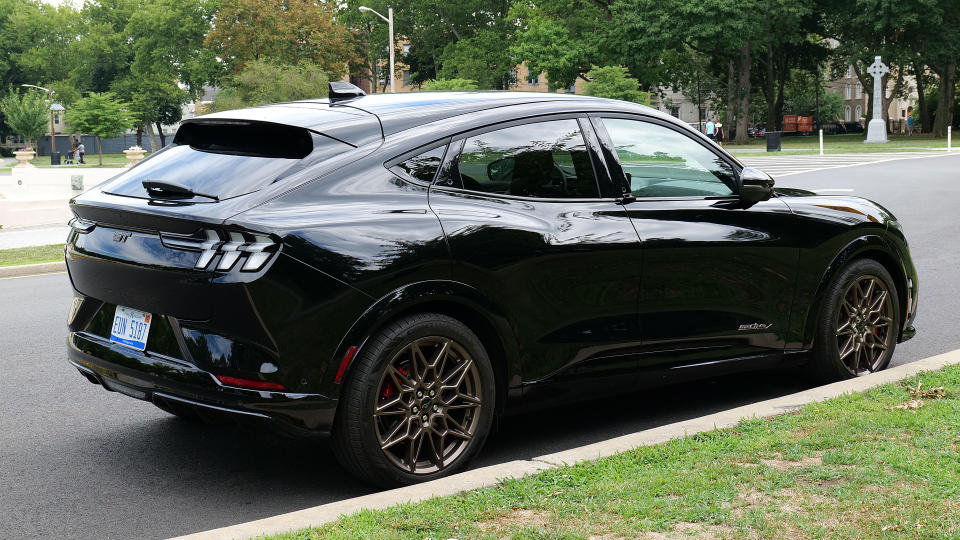 2024 Ford Mustang Mach-E GT rear three quarters photo.