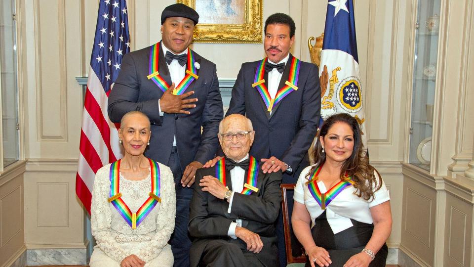 <p>Lear joined LL Cool J, Lionel Richie, Gloria Estefan and Carmen de Lavallade at the 207 Kennedy Center Honors. Lear, an outspoken critic of then-President Donald Trump, didn't plan to attend the event, though ultimately joined his fellow honorees in Washington, D.C., after the president and first lady announced their decision not to attend. </p> <p>The producer — the oldest honoree ever — was lauded by J.J. Abrams, George Clooney, Dave Chappelle and longtime friends Rob Reiner and Rita Moreno.</p>