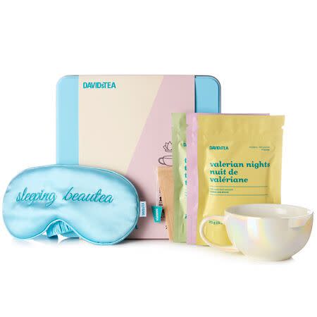 <p>davidstea.com</p><p><strong>$29.50</strong></p><p>Since staycations are the new vacation, give the gift of low-key relaxation with this essentials kit. It even comes with an adorable sleeping mak.</p>
