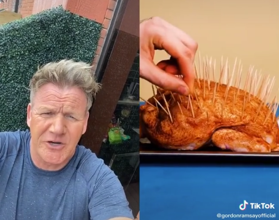 Gordon Ramsay would like all home cooks to know that acupuncture is NOT for chickens.  (Gordonramsay / TikTok)