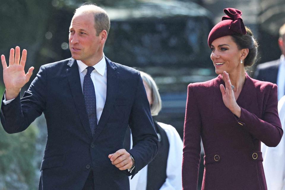 <p>TOBY MELVILLE/POOL/AFP via Getty</p> Prince William and Kate Middleton visit to St David