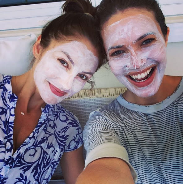 Minka Kelly and Mandy Moore Face Mask Selfie