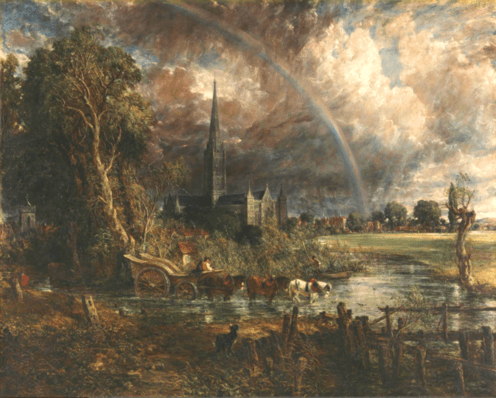 <span class="caption">Salisbury Cathedral from the Meadows. John Constable, 1830-1.</span> <span class="attribution"><span class="source">Tate</span>, <a class="link " href="http://creativecommons.org/licenses/by-nc-nd/4.0/" rel="nofollow noopener" target="_blank" data-ylk="slk:CC BY-NC-ND;elm:context_link;itc:0;sec:content-canvas">CC BY-NC-ND</a></span>