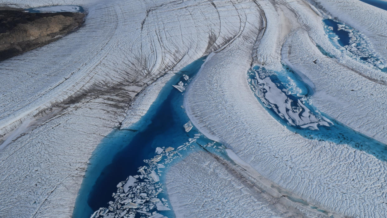 Melting icefields in Greenland seen from above