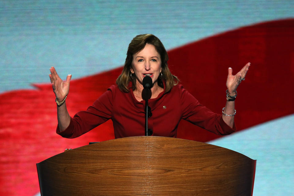 <a href="http://www.senate.gov/artandhistory/history/common/briefing/women_senators.htm"><strong>Served from:</strong></a> 2009 to present   Sen. Kay Hagan (D-N.C.) speaks during the final day of the Democratic National Convention at Time Warner Cable Arena on September 6, 2012 in Charlotte, North Carolina. (Photo by Alex Wong/Getty Images) 