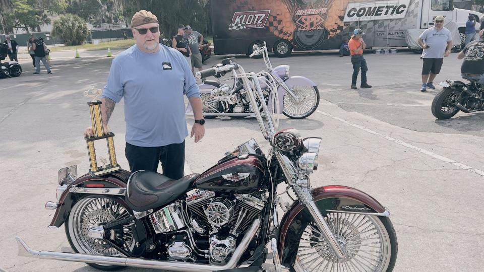 Scott Jewell of Tallahassee won first in class, Cholo, at the 2024 Leesburg Bikefest