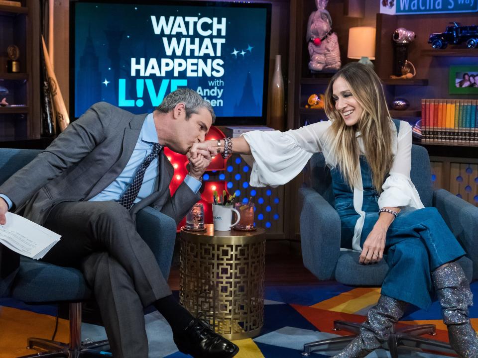 Andy Cohen and Sarah Jessica Parker on "Watch What Happens Live" in November 2018