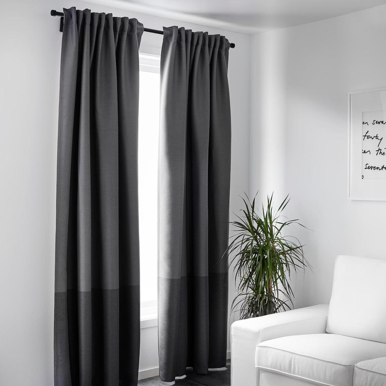 MARJUN Room Darkening Curtains, 1 Pair, Gray, 57x98"