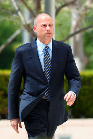 Attorney Michael Avenatti arrives to appear in the U.S. District Court to face embezzlement and fraud charges in Santa Ana, California, U.S., April 1, 2019. REUTERS/Mike Blake