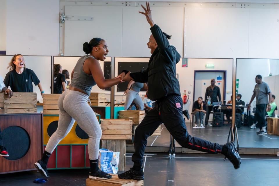 The cast of Sound Clash: Death in the Arena in rehearsal (Bonnie Britain)