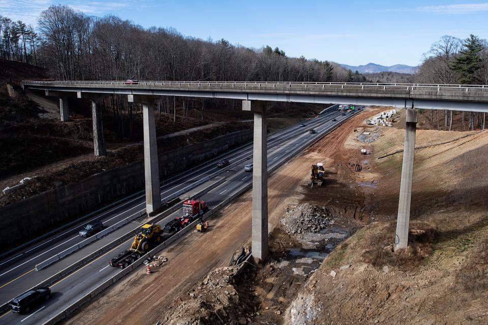 A view of I-26 from the new Blue Ridge Parkway bridge section November 21, 2022.