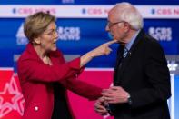 Massachusetts Senator Elizabeth Warren joined others in laying into Bernie Sanders' ability to deliver on costly programs such as universal health care and tuition-free college