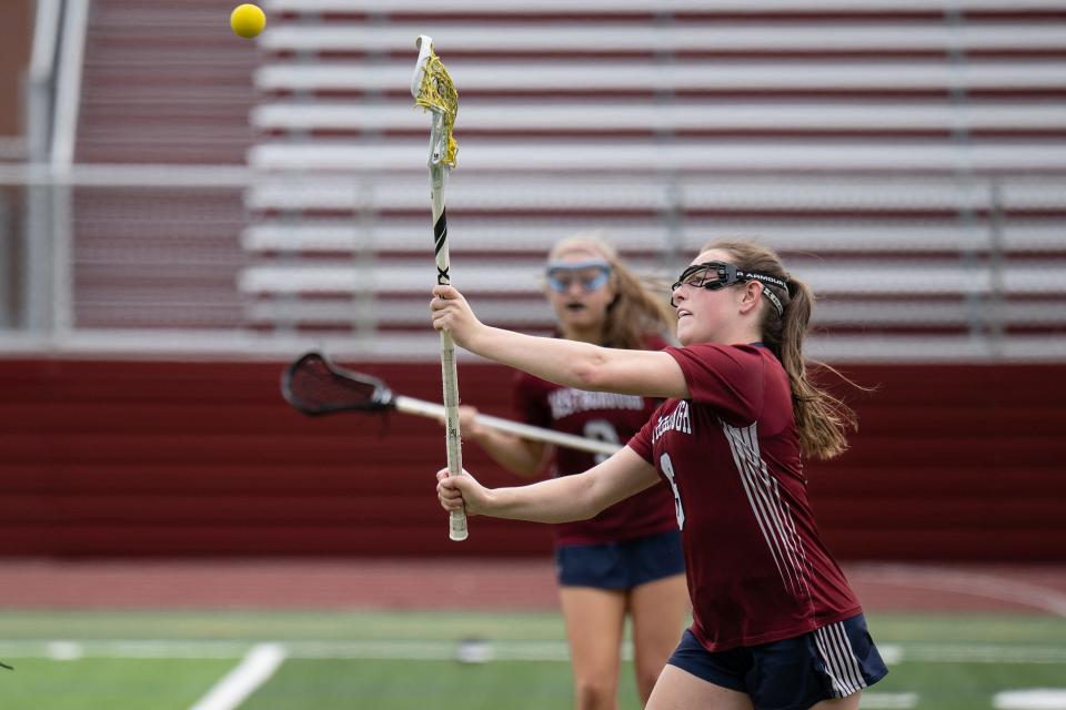Westborough's Cayla Ehrlich gets off a pass during Saturday's game against Algonquin.