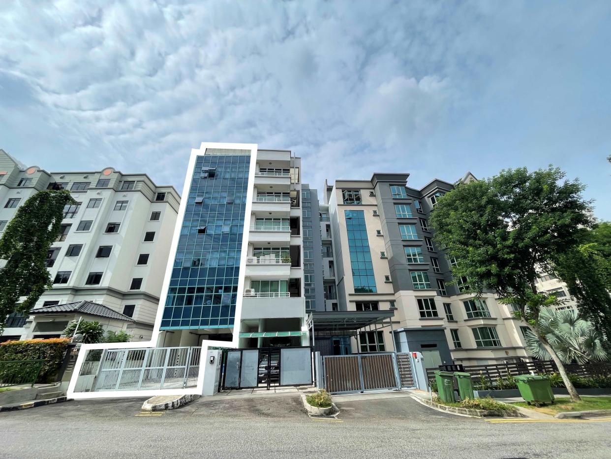 Frontal view of a freehold residential property site at 64 Wilkie Road Singapore, which has been relaunched for collective sale at a guide price of S$10 million. 