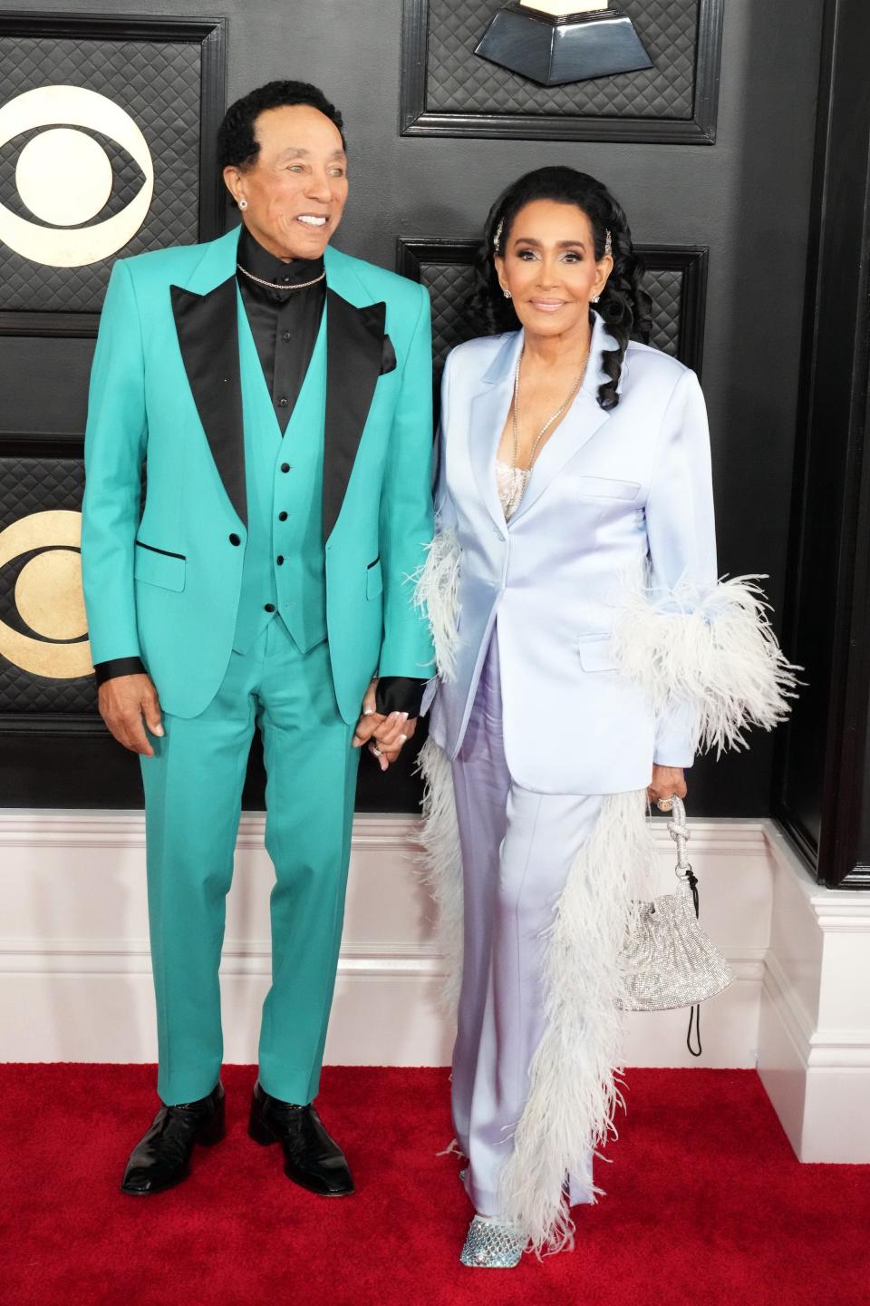 Smokey Robinson and Frances Robinson attend the 2023 Grammy Awards.